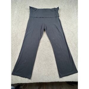 H&M Womens Charcoal Gray Foldover Waist Yoga Pants Wide Leg Lounge Size L